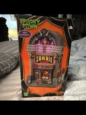 Lemax Zombie Records Shop Figurine - Orange, Purple, Green
